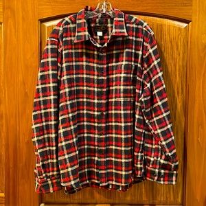 Victory Sportswear Flannel Buffalo Plaid Print Red Black Tan Print Shirt 2XL